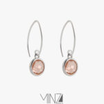 " Pink Hook " Silver Earrings