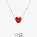 " Red Heart " Silver Necklace