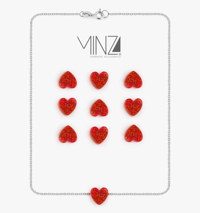 " Red Heart " Silver Necklace