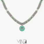 “Green Eyes” Silver Necklace