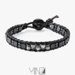 “Silver Leather & Hematite” Men’s Bracelet