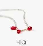 “Labradorite & Red Agate” Gold Necklace