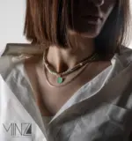 “Green Eyes” Silver Necklace