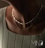 “Dot Dash Line” Silver Necklace