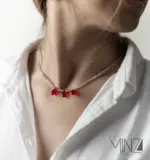 “Labradorite & Red Agate” Gold Necklace