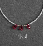 “Labradorite & Red Agate” Gold Necklace