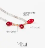 “Labradorite & Red Agate” Gold Necklace