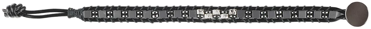 “Silver Leather & Hematite” Men’s Bracelet “Silver Leather & Hematite” Men’s Bracelet
